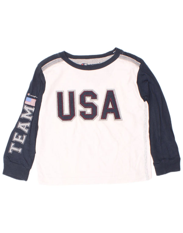 Champion Boys Graphic Top Manches Longues 3-4 ans 2XS Blanc Colourblock
