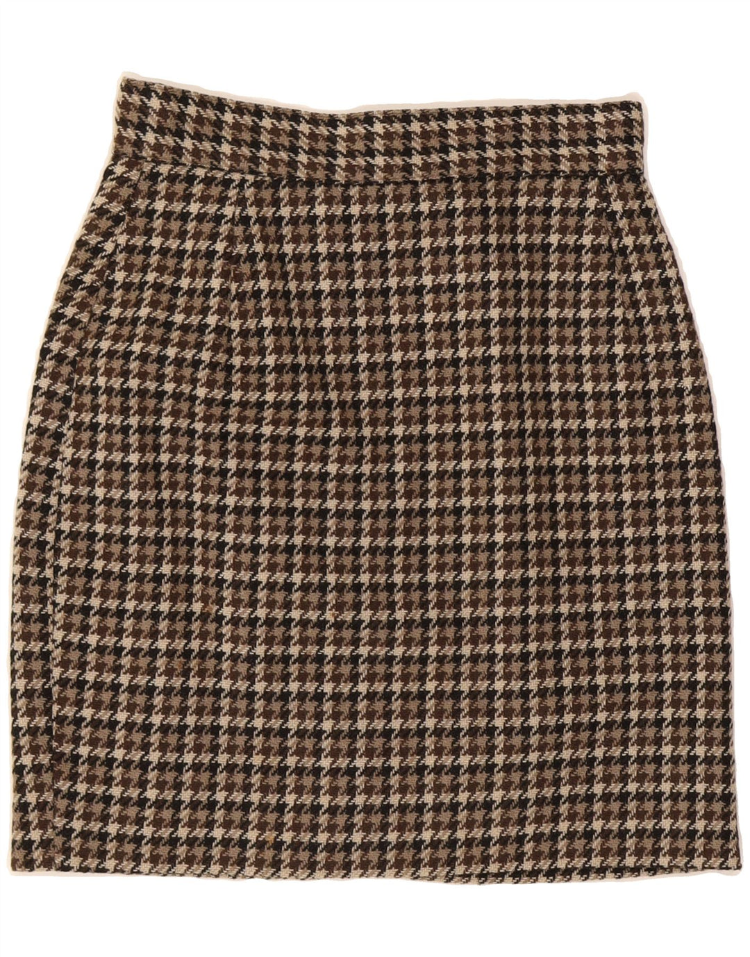 VINTAGE Womens Pencil Skirt IT 42 Medium W25 Brown Houndstooth Wool Vintage Vintage and Second-Hand Vintage from Messina Hembry 