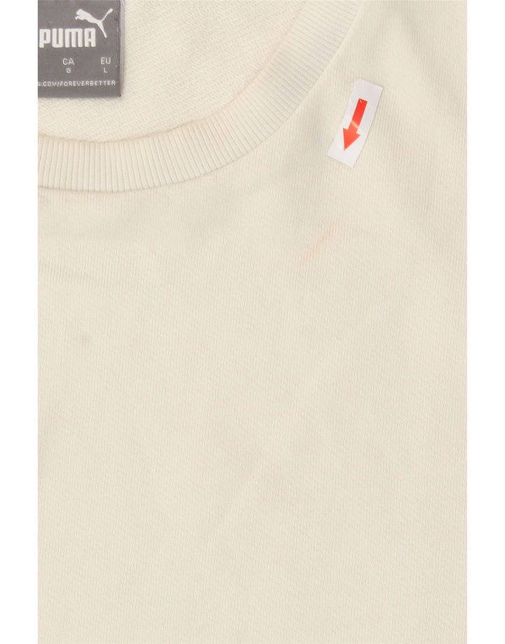Puma Mens Graphic Sweatshirt Jumper Large White Colourblock Cotton