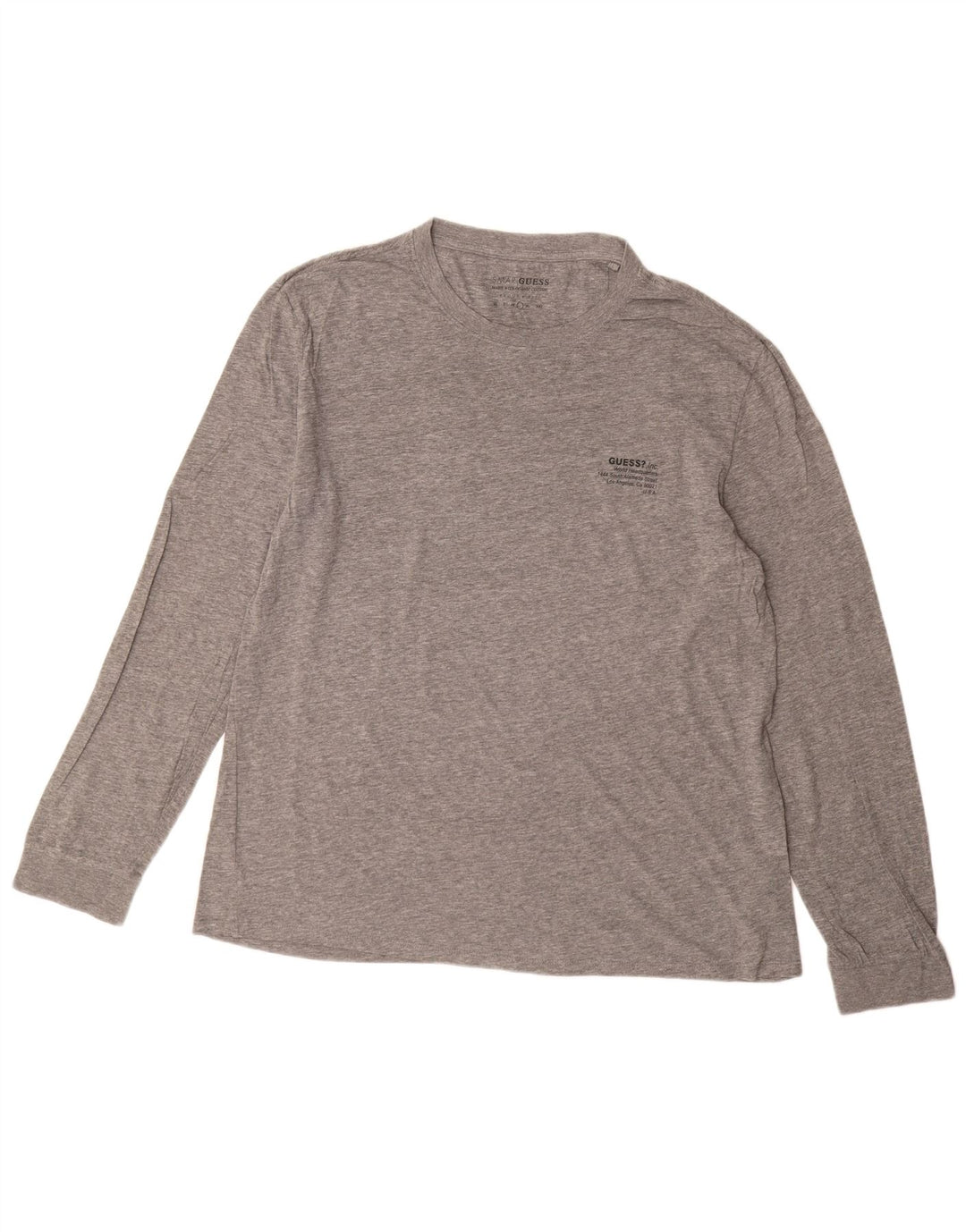 Guess Mens Regular Fit Top Long Sleeve Large Grey Flecked Cotton