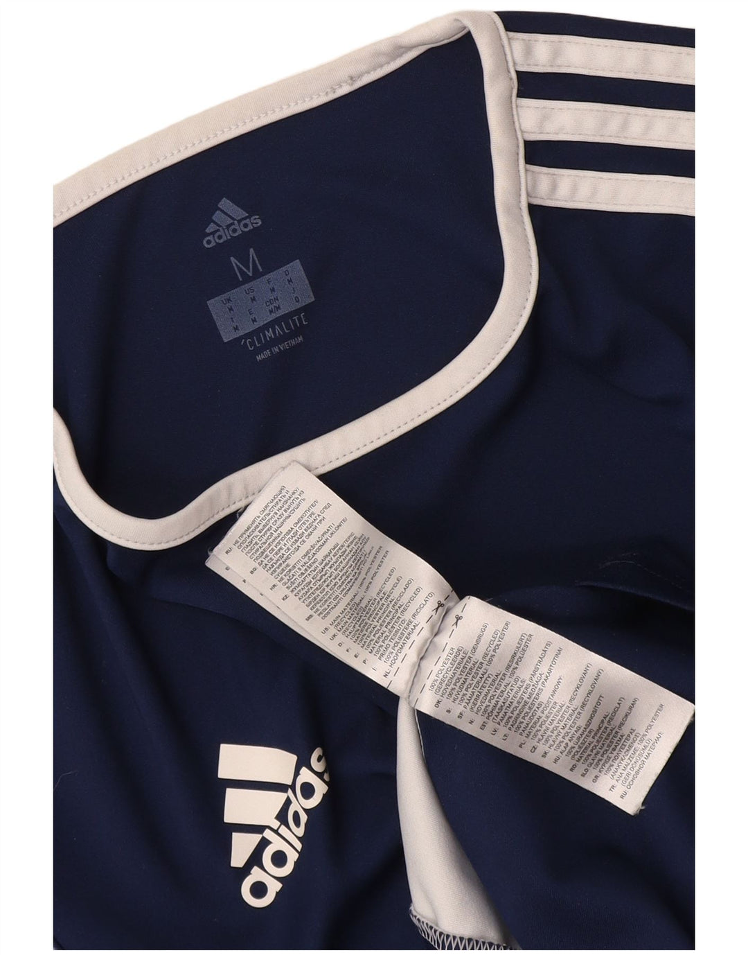 Adidas Mens Climalite T-Shirt Top Medium Navy Blue Colourblock Polyester