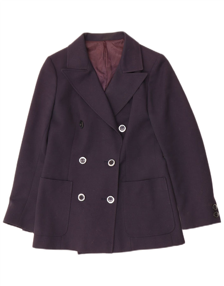 Vintage Womens Double Breasted Blazer Jacket IT 42 Medium Navy Blue