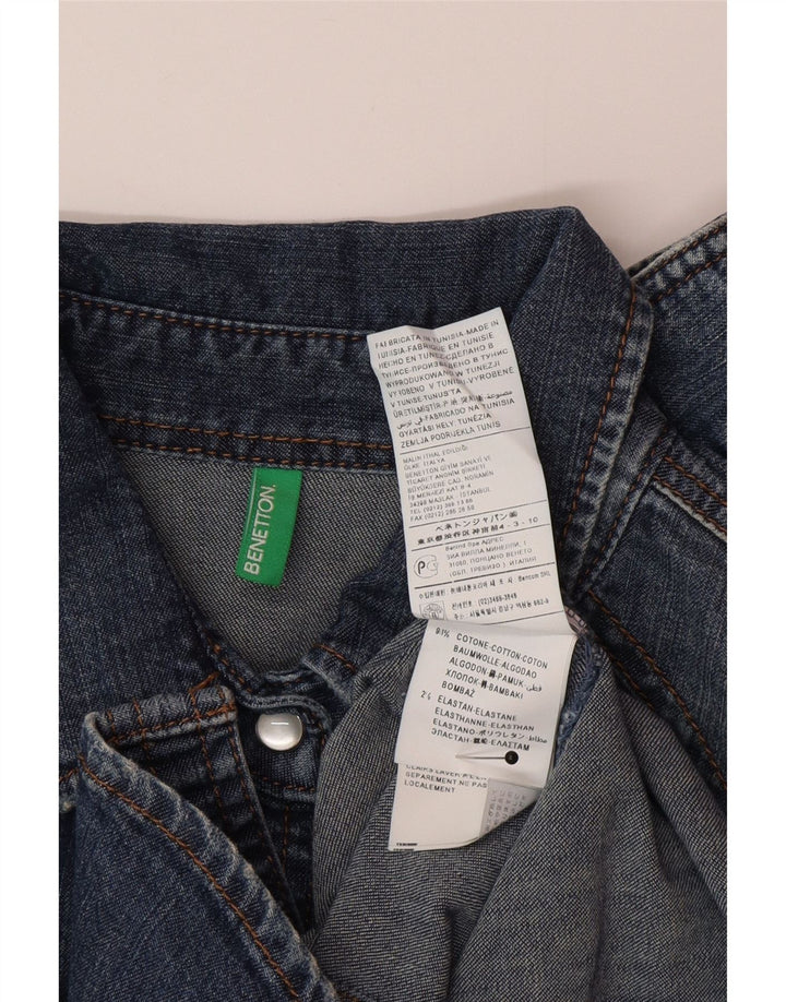 Camicia di jeans da donna Benetton UK 12 Cotone blu medio