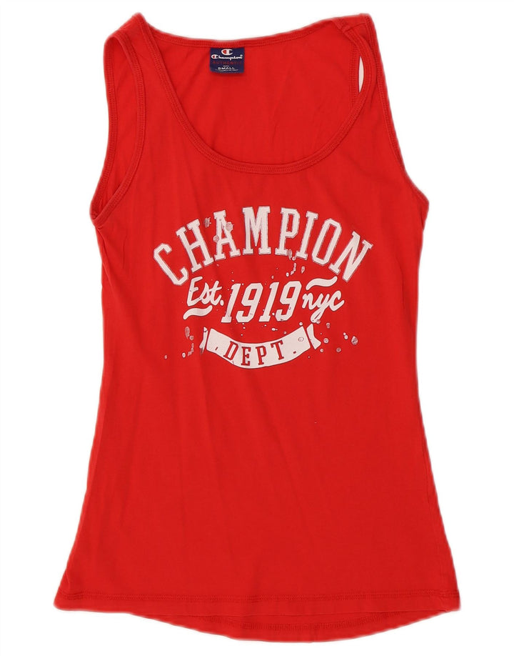 CHAMPION Womens Graphic Vest Top UK 8 Small Red