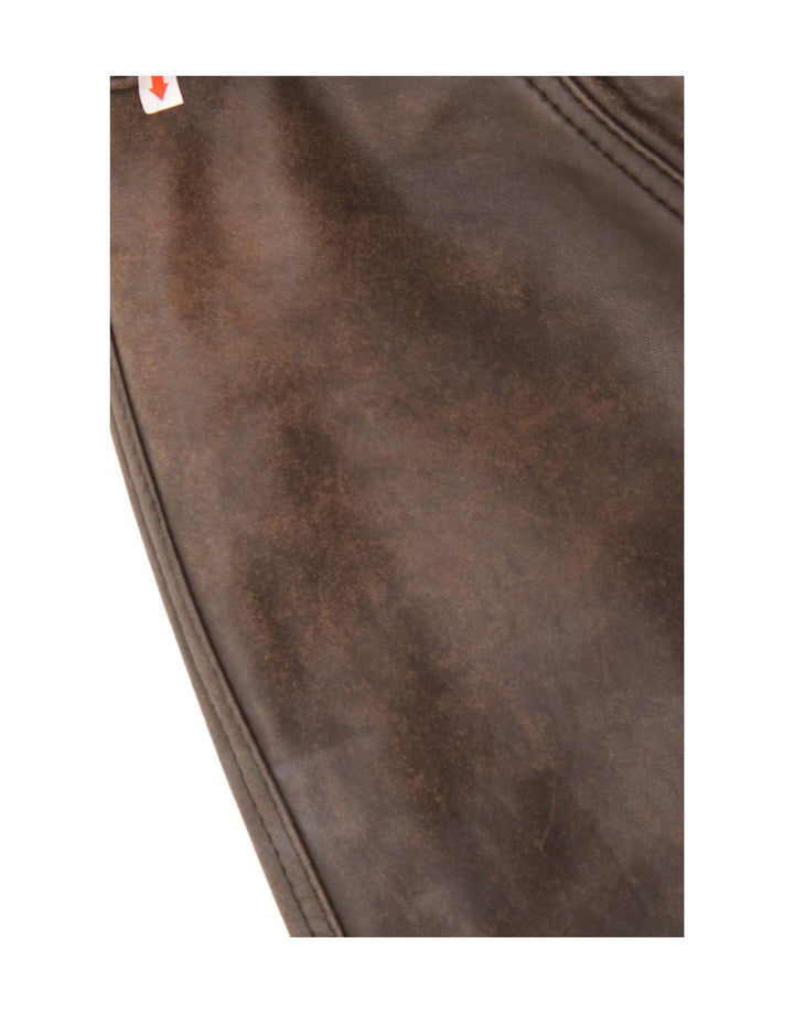 MARCOS Mens Leather Coat IT 50 Large Brown Leather