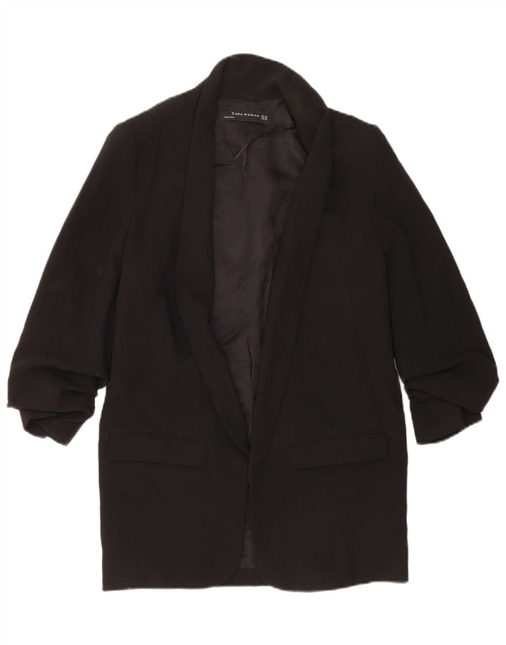 Zara Damen offene übergroße Blazerjacke UK 6 XS Schwarz Polyester