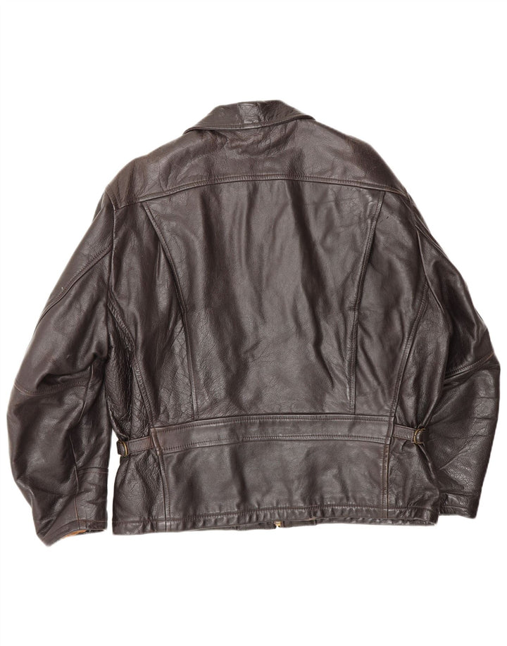 Stewart Mens Leather Jacket UK 40 Large Brown
