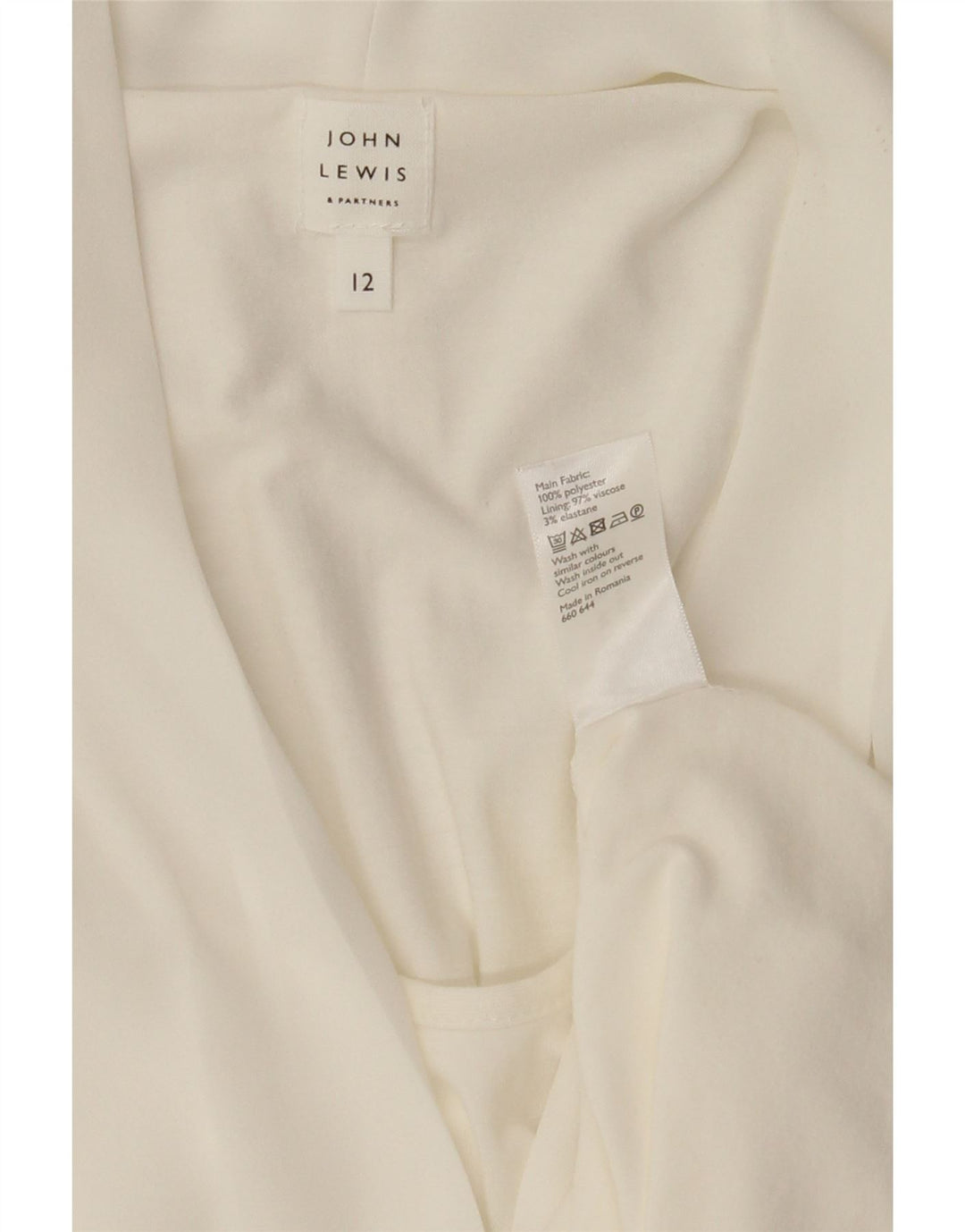 JOHN LEWIS Womens Sleeveless Blouse Top UK 12 Medium  White Polyester Vintage John Lewis and Second-Hand John Lewis from Messina Hembry 