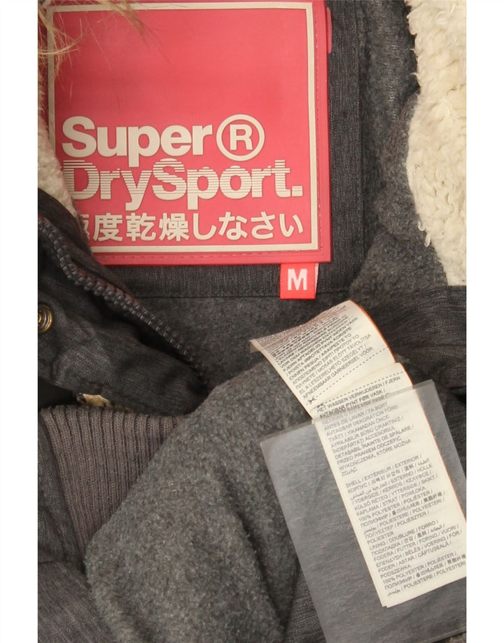 Superdry Veste matelassée à capuche pour femme UK 12 Gris moyen Polyester