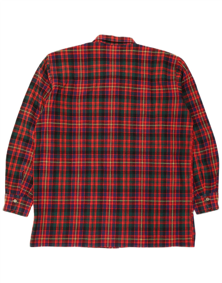 Vintage Mens Flannel Shirt Medium Red Check