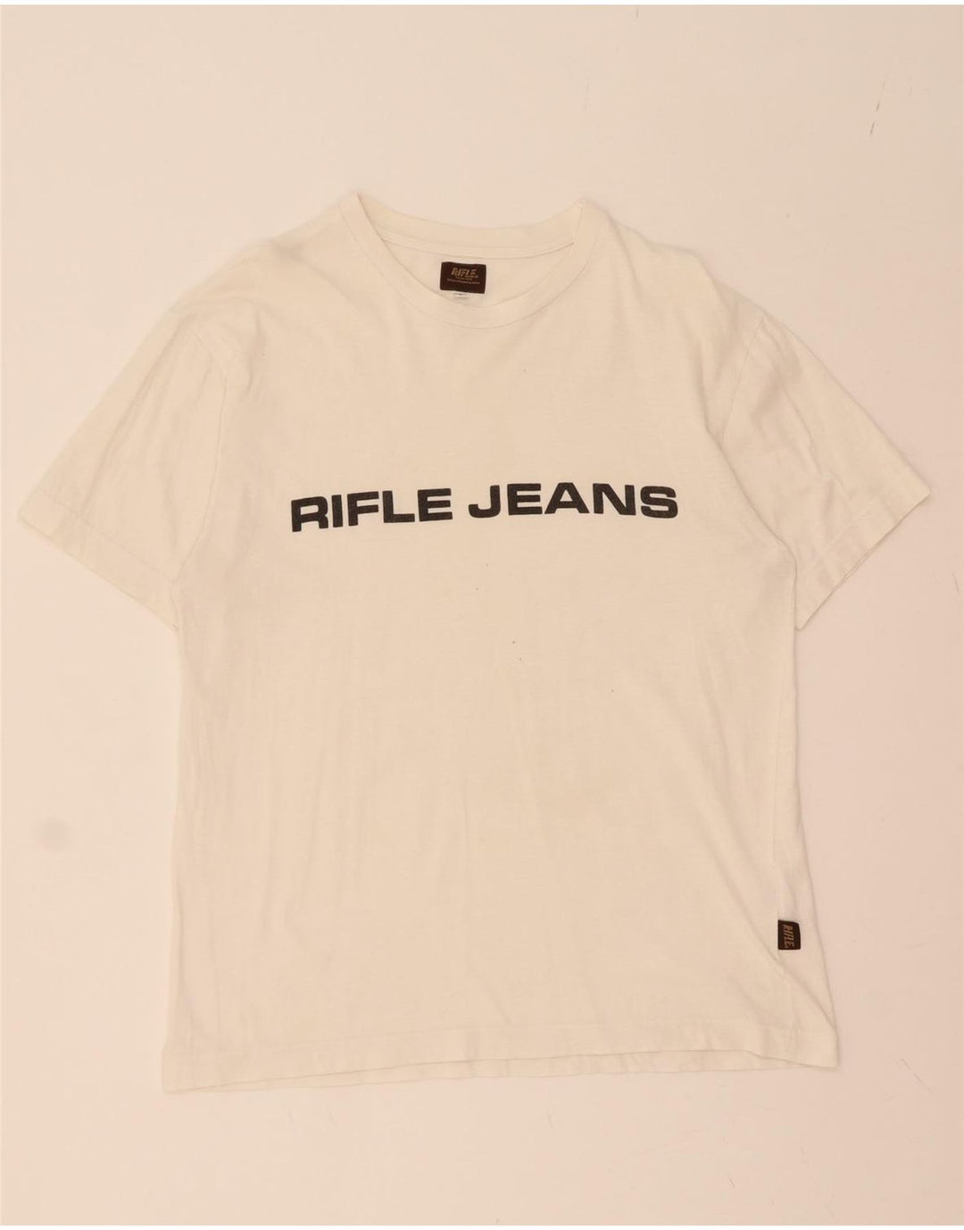 RIFLE Mens Graphic T-Shirt Top Large White Vintage Rifle and Second-Hand Rifle from Messina Hembry 