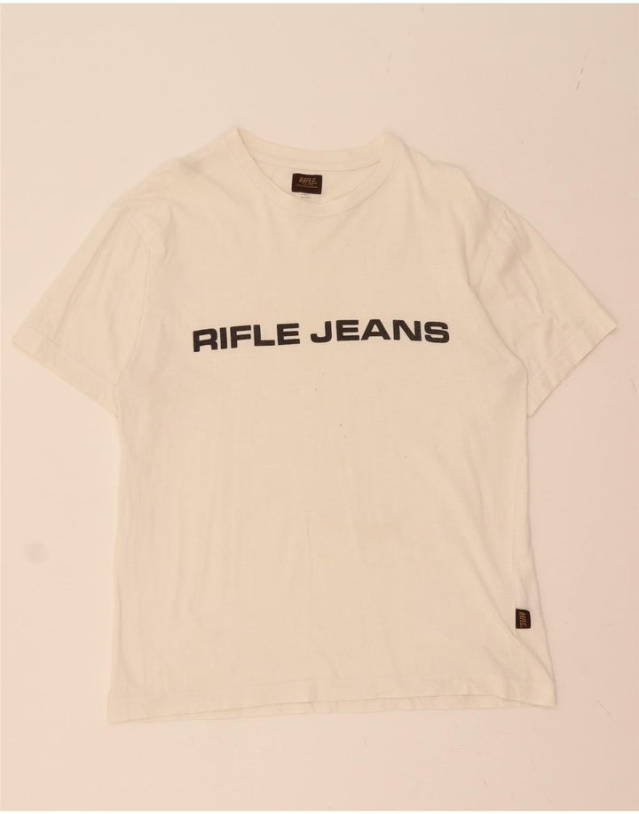 RIFLE Mens Graphic T-Shirt Top Large White Vintage Rifle and Second-Hand Rifle from Messina Hembry 