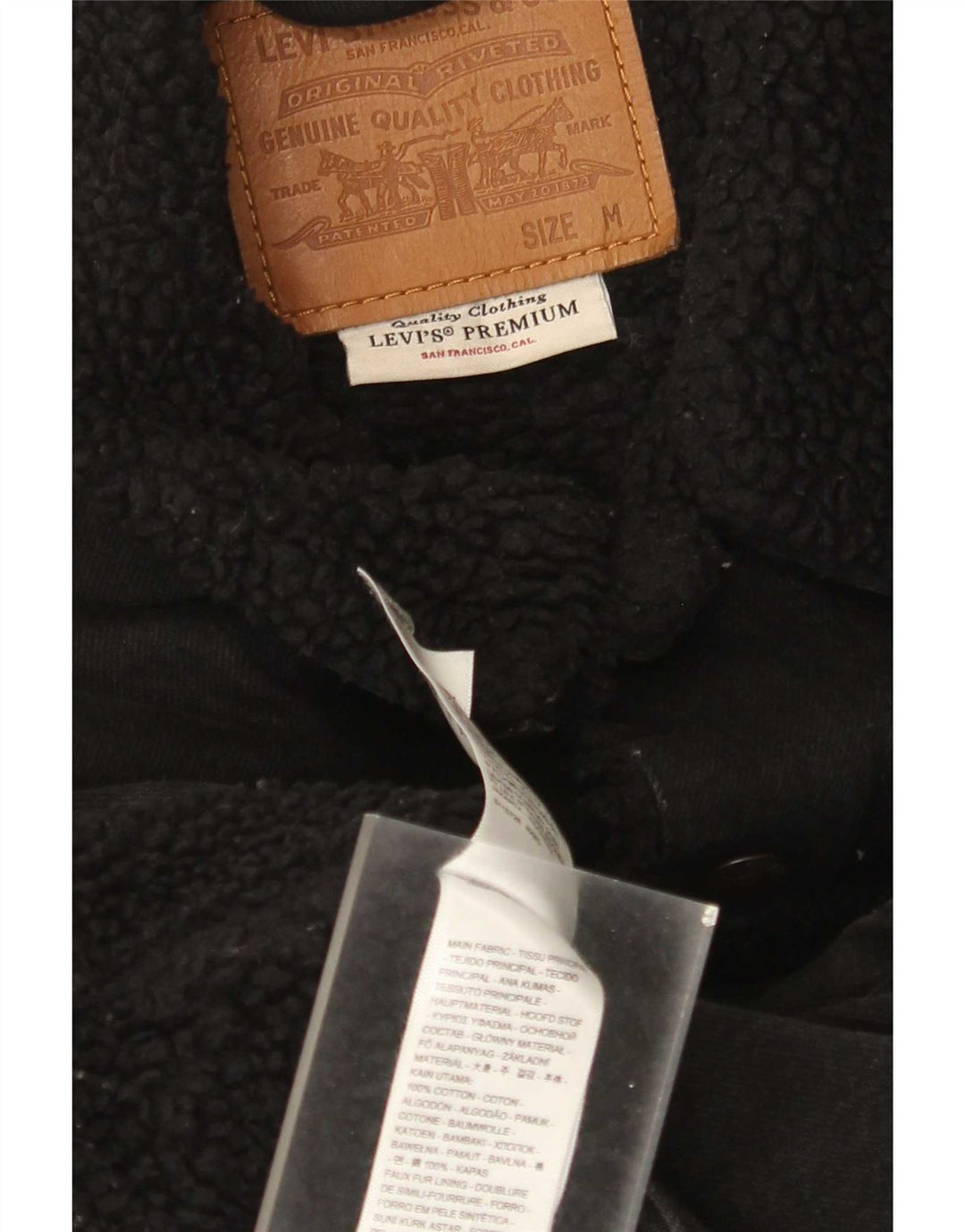 Levi's Mens Denim Sherpa Jacket UK 38 Medium Black Cotton