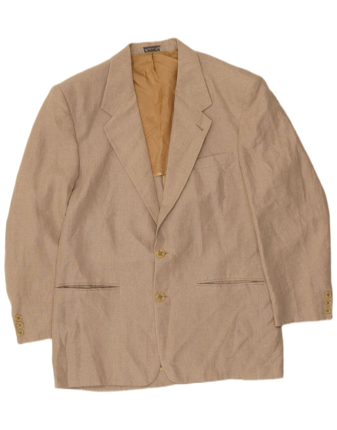 Wampum Mens 2 Button Blazer Jacket IT 50 Large Beige Linen