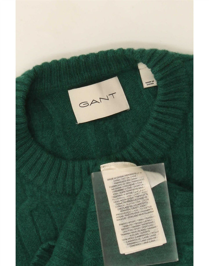 Gant Maglione da uomo girocollo vestibilità regolare maglione piccolo in lana verde