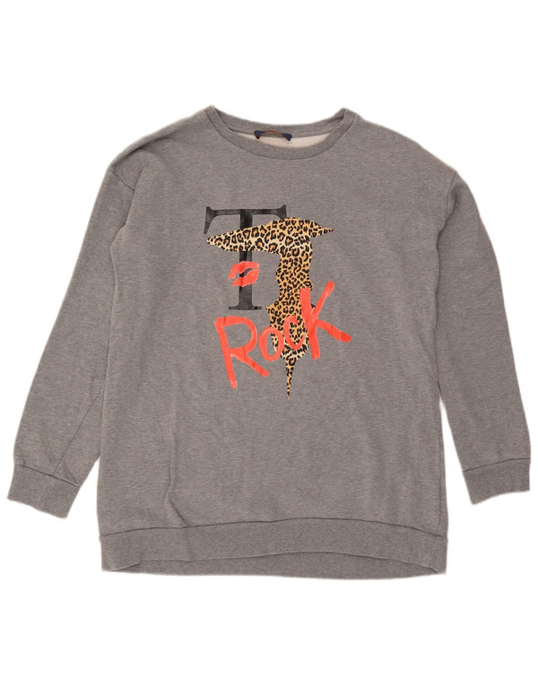 Trussardi Jeans Mens Graphic Sweatshirt Jumper Large Grey Cotton