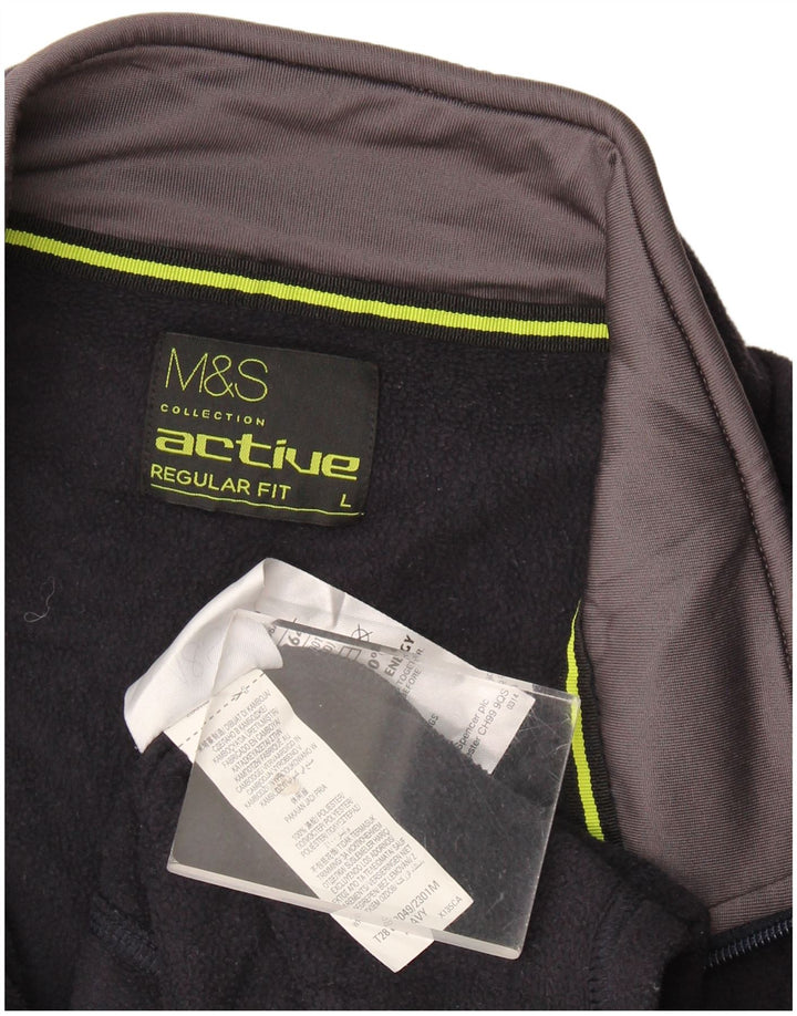 Marks & Spencer Mens Regular Fit Fleece Jacket UK 40 Large Navy Blue
