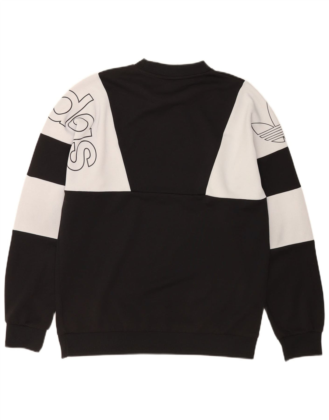 Adidas Mens Graphic Sweatshirt Jumper Medium Black Colourblock Polyester