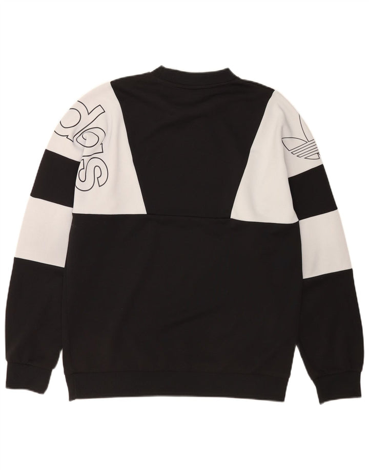 Adidas Mens Graphic Sweatshirt Jumper Medium Black Colourblock Polyester