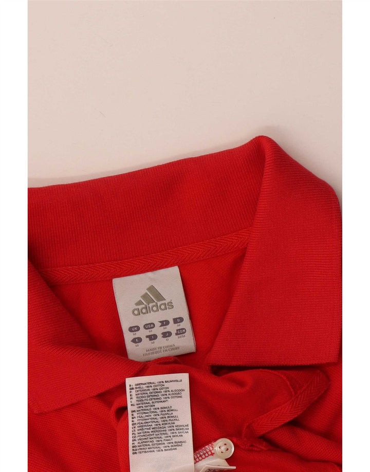 Adidas Mens Polo Shirt Medium Red Cotton