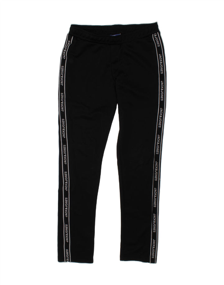 JACK & JONES Boys Graphic Tracksuit Trousers 13-14 Years  Black Polyester Vintage Jack & Jones and Second-Hand Jack & Jones from Messina Hembry 