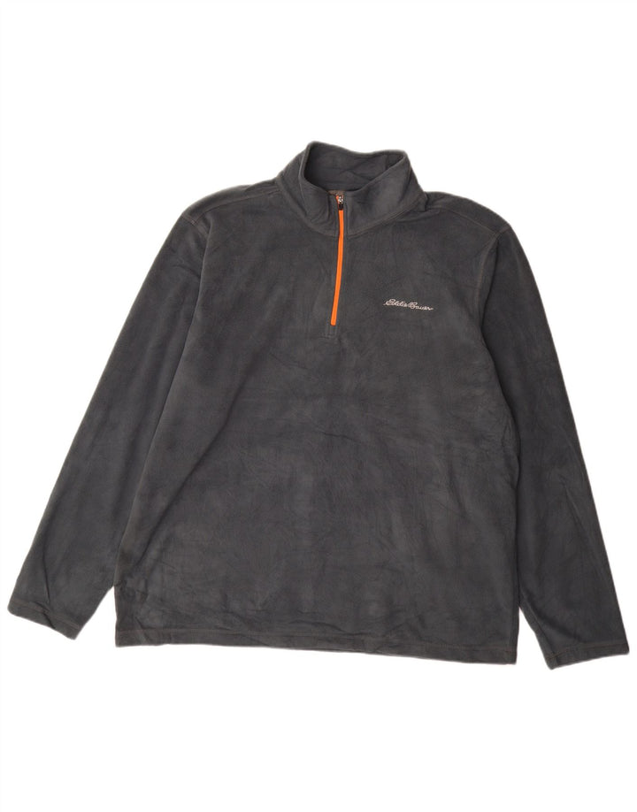 Eddie Bauer Mens Zip Neck Fleece Jumper XL Grey Polyester