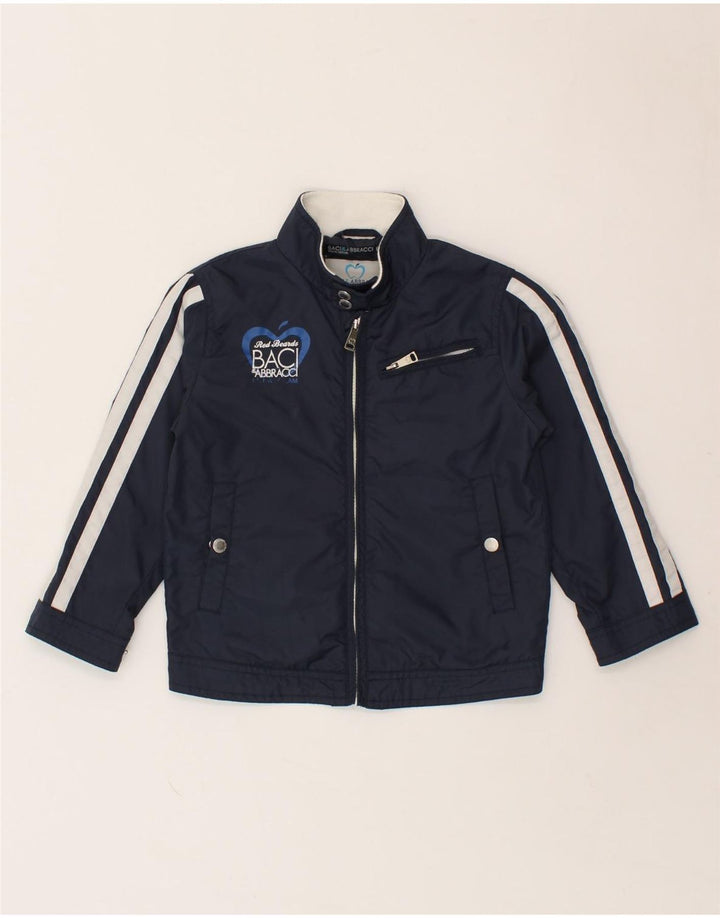 BACI & ABBRACCI Boys Graphic Bomber Jacket 5-6 Years Navy Blue Nylon Vintage BACI & ABBRACCI and Second-Hand BACI & ABBRACCI from Messina Hembry 