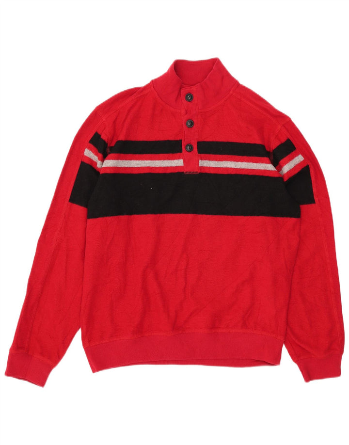 CHAPS Boys Button Neck Jumper Sweater 15-16 Years XL Red Colourblock