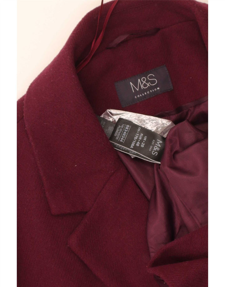 Marks & Spencer Womens Overcoat UK 20 2XL Burgundy Polyester