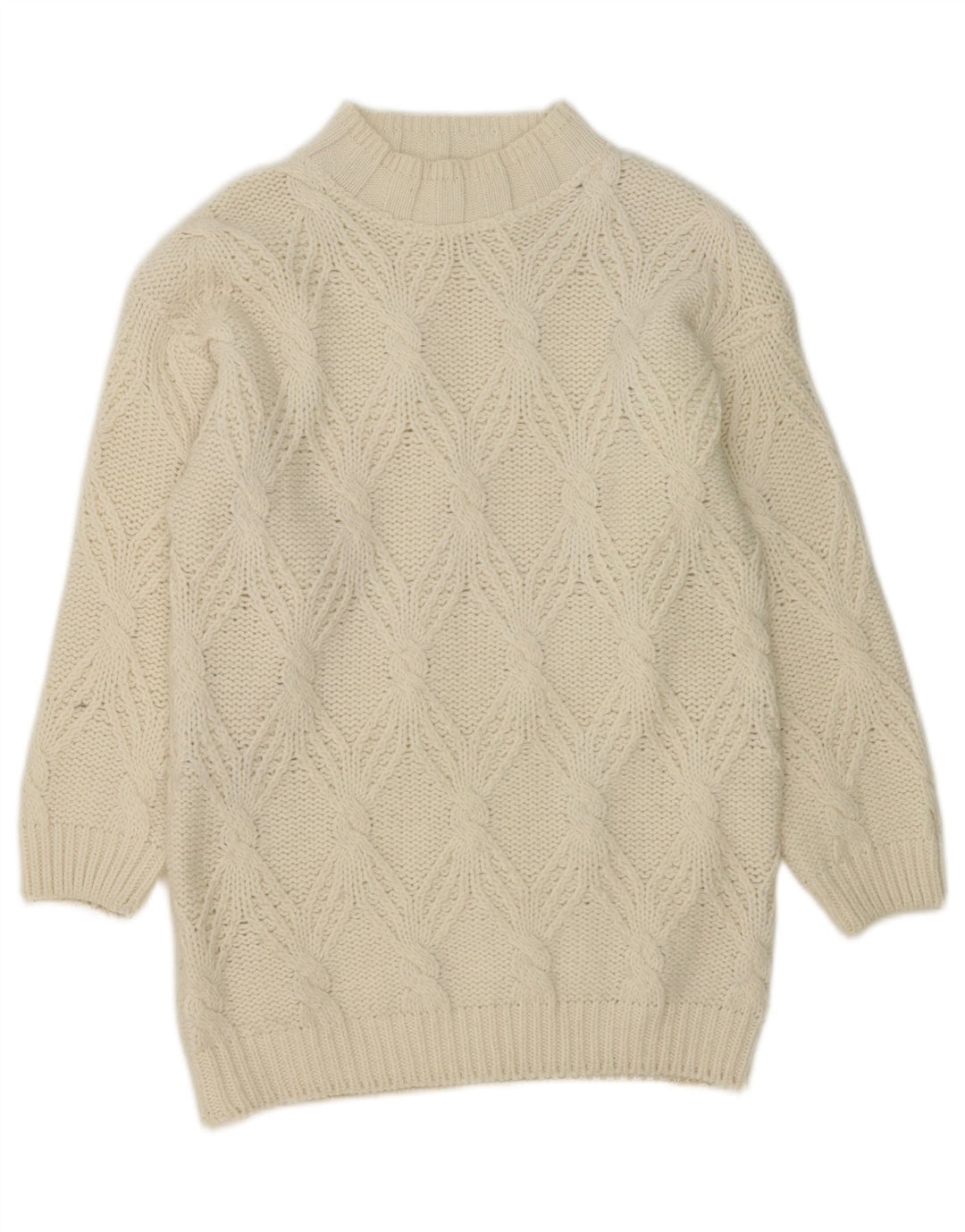 VINTAGE Womens Turtle Neck Jumper Sweater UK 14 Medium Off White