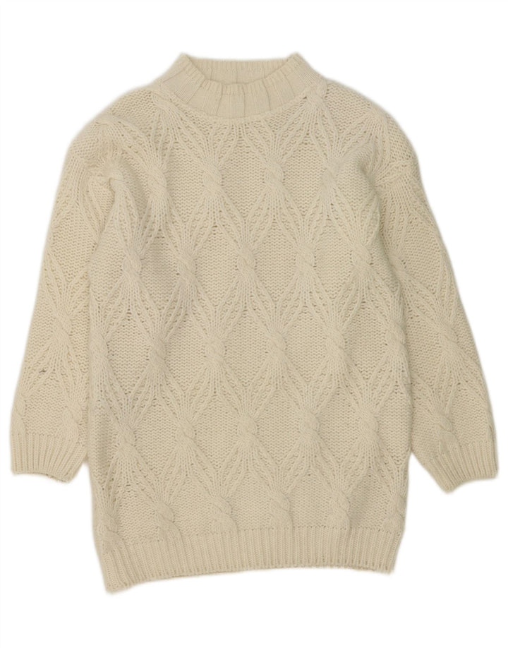 VINTAGE Womens Turtle Neck Jumper Sweater UK 14 Medium Off White