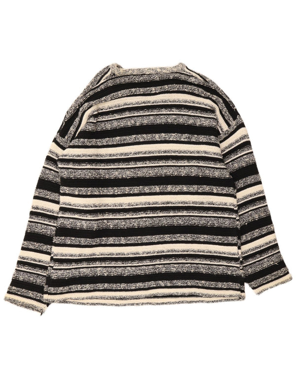 Chambers Mens V-Neck Jumper Sweater Medium Black Striped Cotton