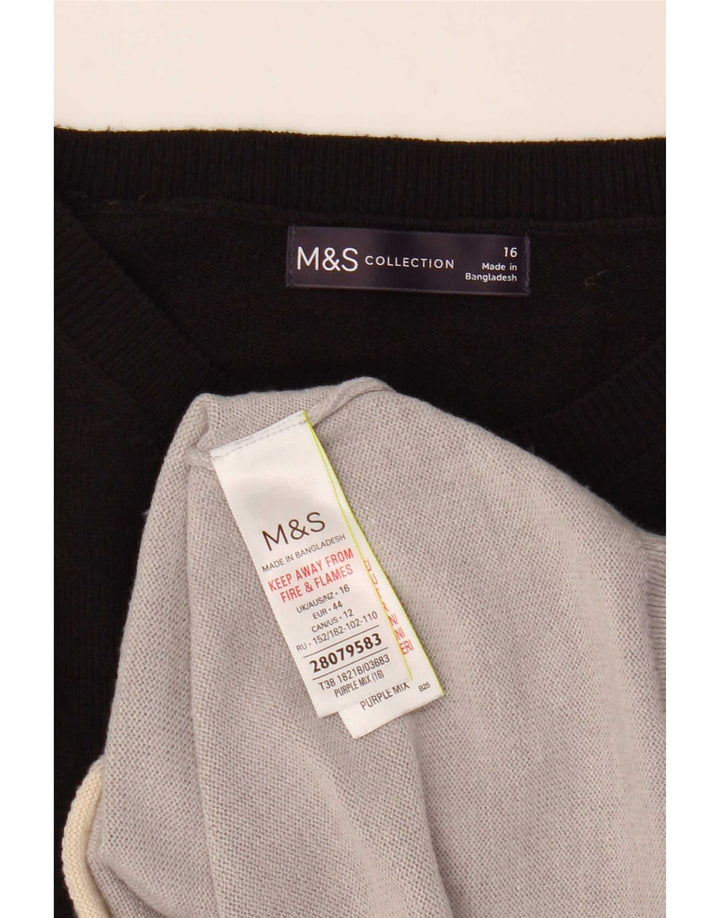 Marks & Spencer Womens Boat Neck Jumper Sweater UK 16 Large Multicoloured
