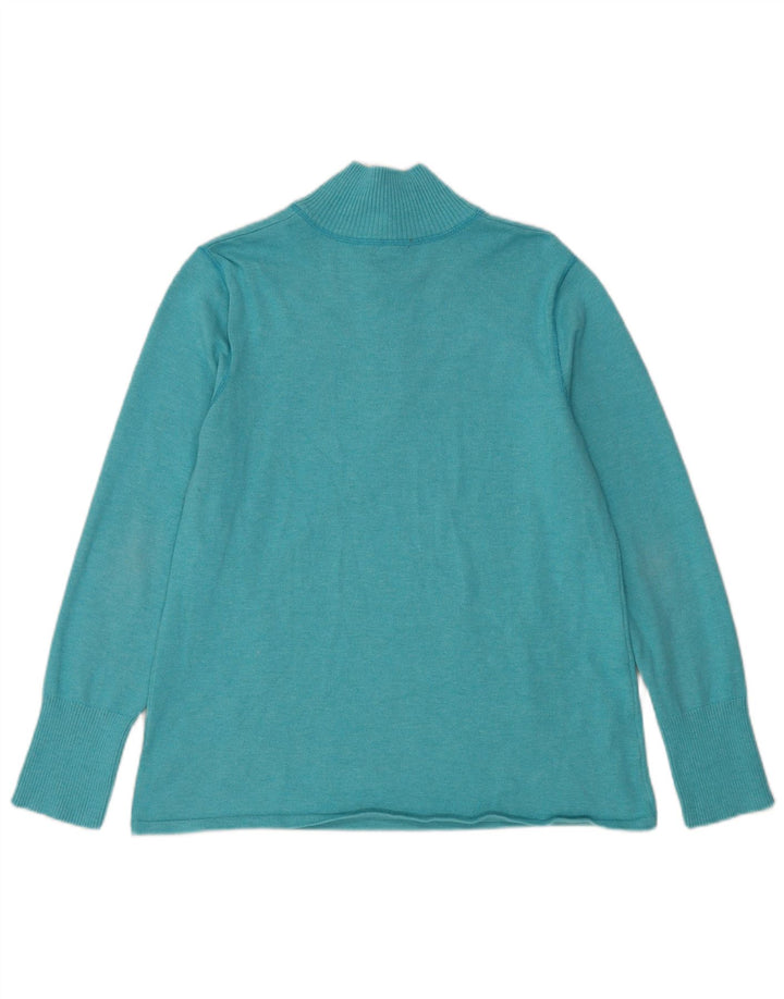 Eddie Bauer Womens Zip Neck Jumper Sweater UK 18 XL Blue Polyester