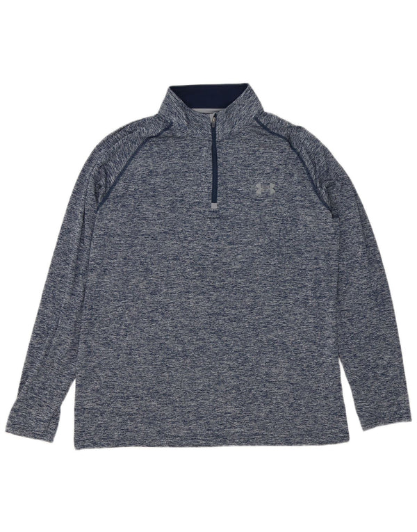 Under Armour Herre Heat Gear Pullover Træningsdragt Top Large Blue Flecked