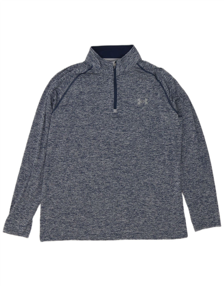 Under Armour Uomo Heat Gear Pullover Tuta da ginnastica Top Large Blu screziato