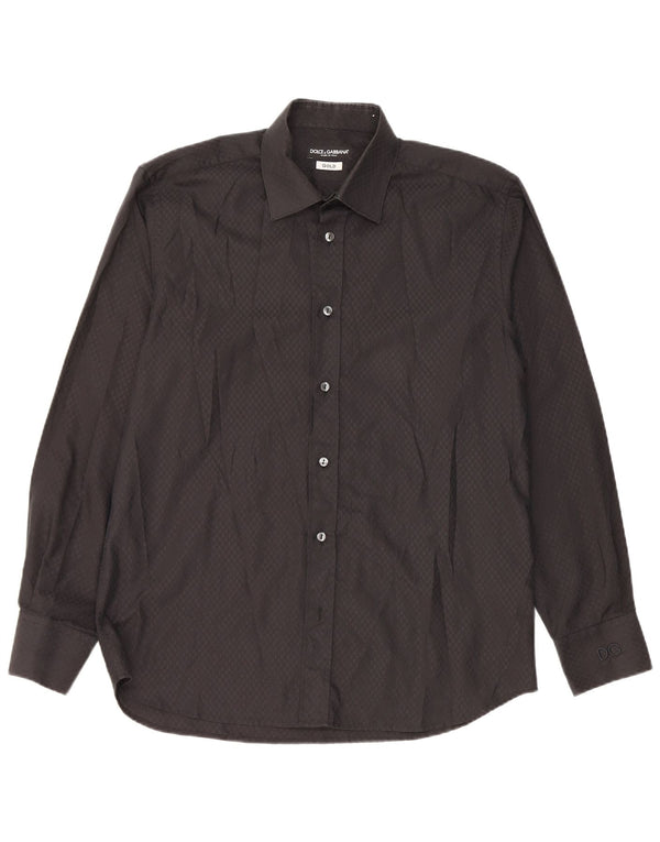 Camisa masculina Dolce & Gabbana tamanho 41 16 grande algodão geométrico preto