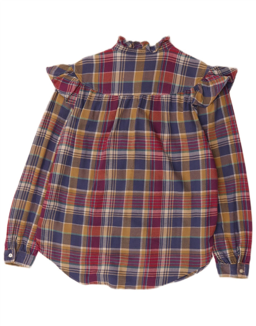 Polo Ralph Lauren Camicia da donna con volant sul davanti US 10 Grande motivo a quadri multicolore
