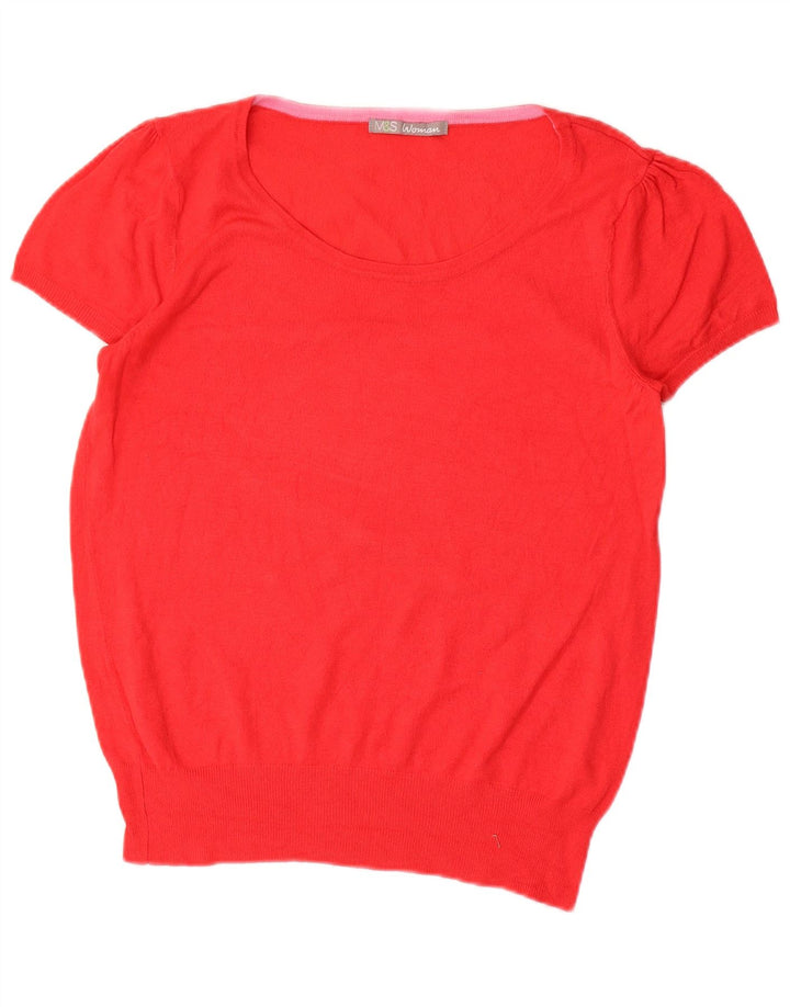 MARKS & SPENCER Womens Boat Neck Jumper Sweater UK 12 Medium  Red