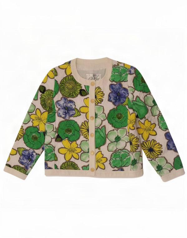 Jachetă vintage pentru femei cu 6 nasturi IT 42 Medium Multicolor Floral