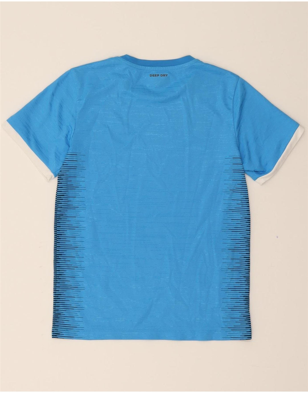 LOTTO Boys T-Shirt Top 11-12 Years Medium Blue Pinstripe Polyester Vintage Lotto and Second-Hand Lotto from Messina Hembry 