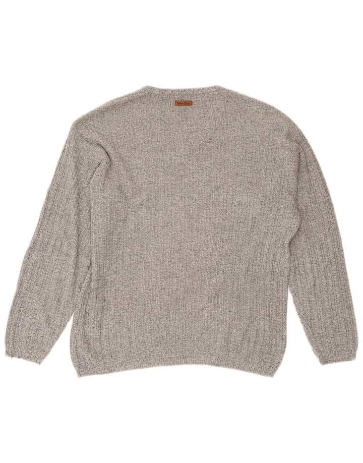 Marlboro Classics Mens V-Neck Jumper Sweater Medium Grey Flecked Cotton