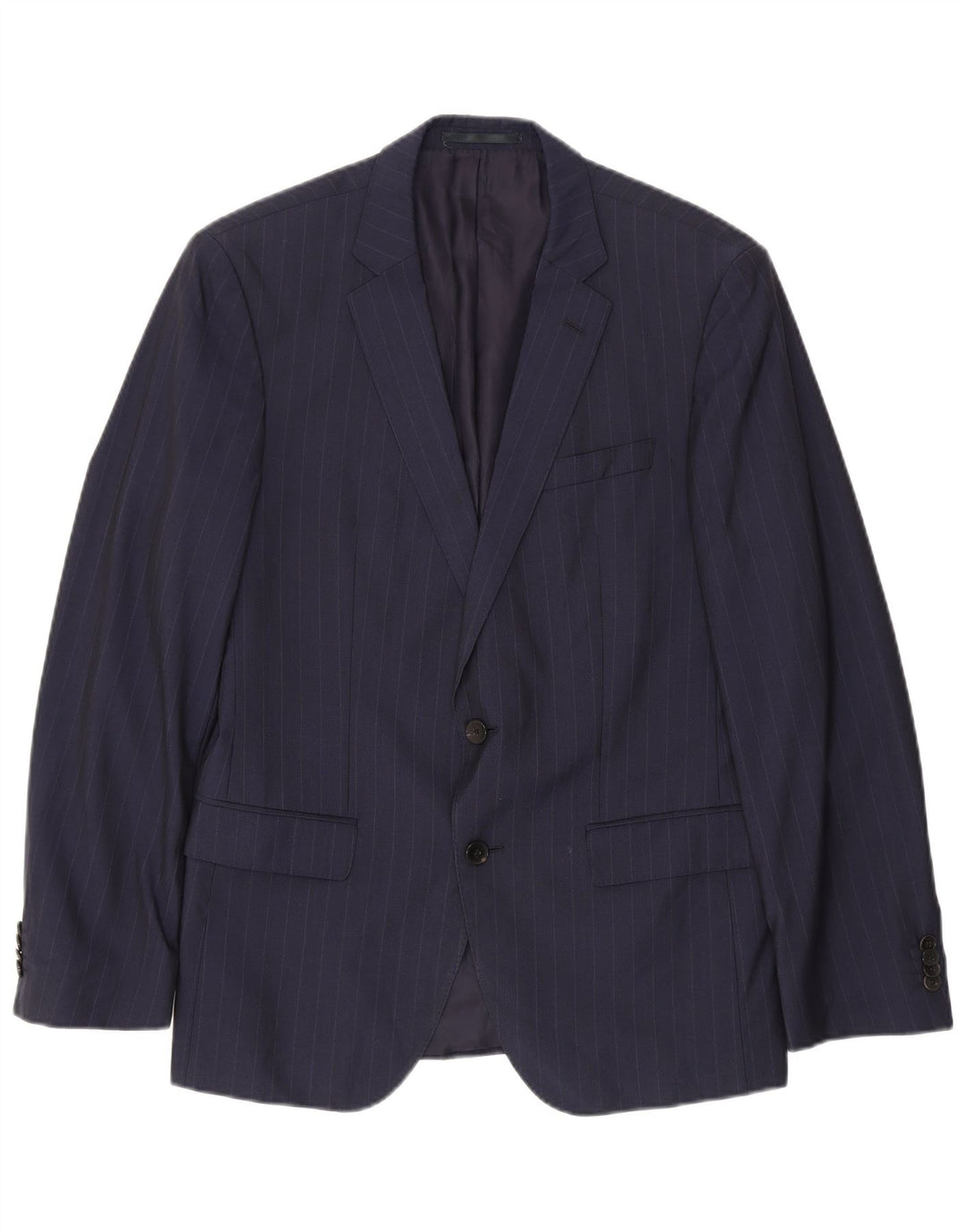 Hugo Boss Herre 2-knaps blazerjakke EU 50 Large Navy Blue Pinstripe