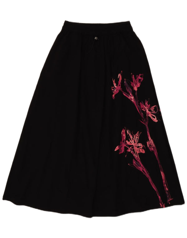 Desigual Gonna a trapezio da donna a vita alta piccola W27 in cotone floreale nero