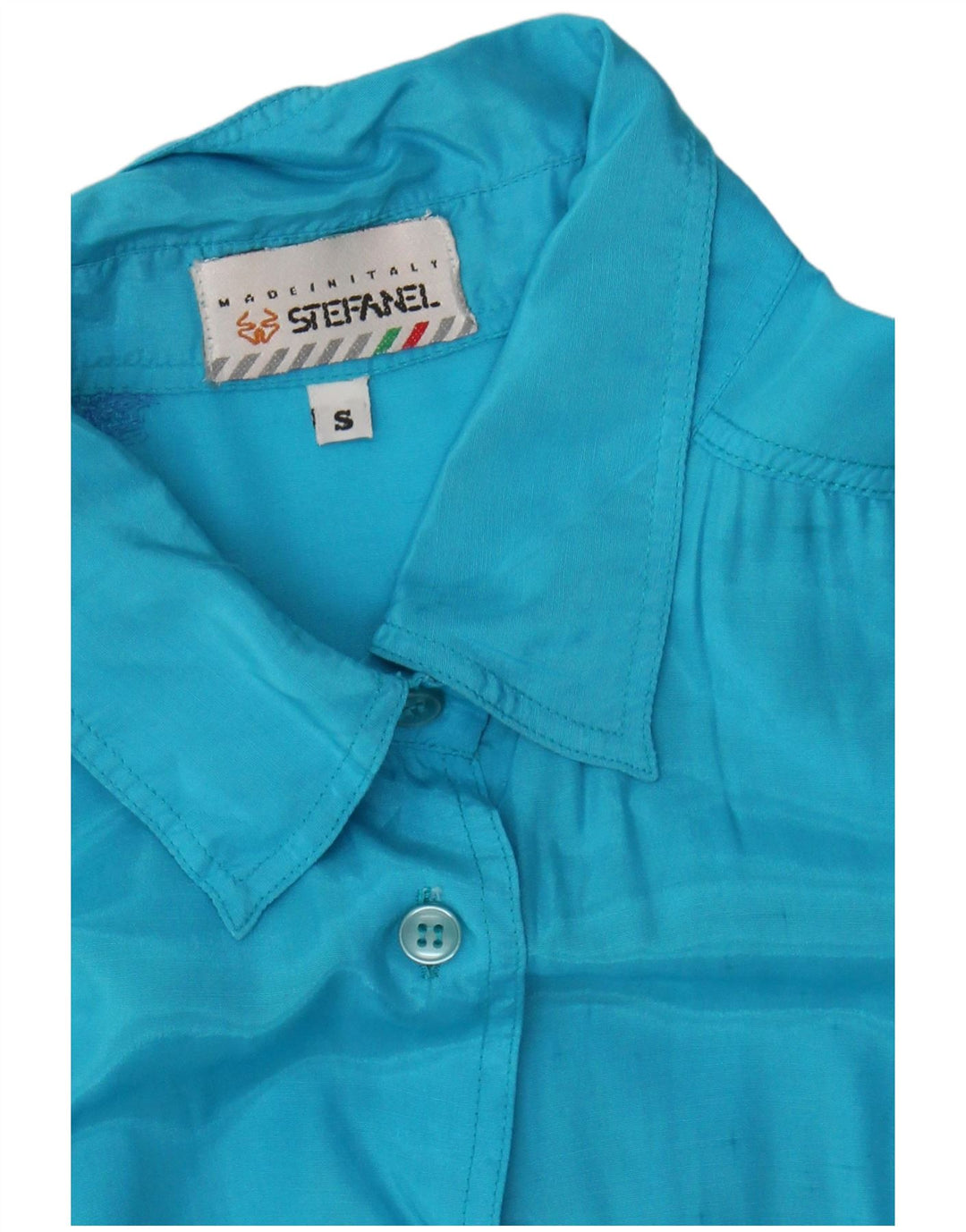 STEFANEL Womens Oversized Short Sleeve Shirt UK 10 Small Blue Viscose