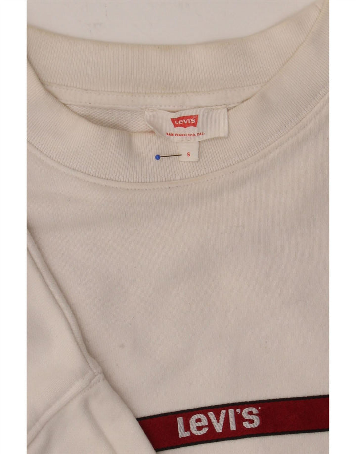LEVI'S Womens Crop Oversized Sweatshirt Jumper UK 10 Small White Vintage Levi's and Second-Hand Levi's from Messina Hembry 