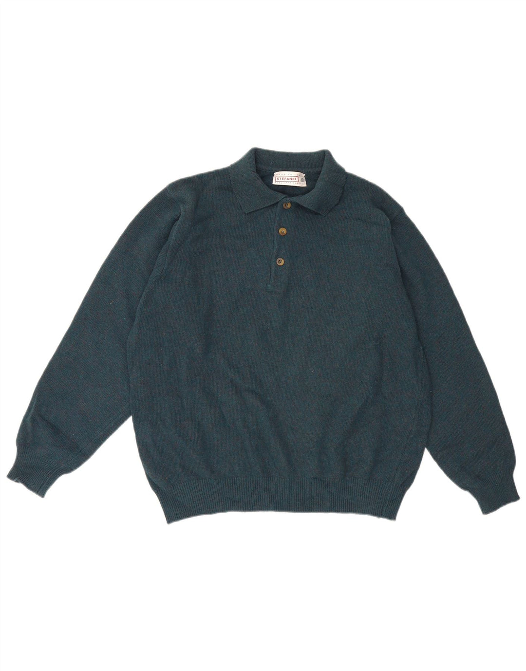 Stefanel Herre Polo Neck Jumper Sweater Stor Grøn Uld