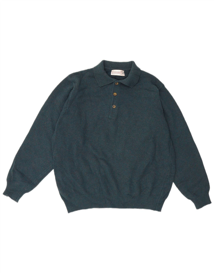Stefanel Herre Polo Neck Jumper Sweater Stor Grøn Uld