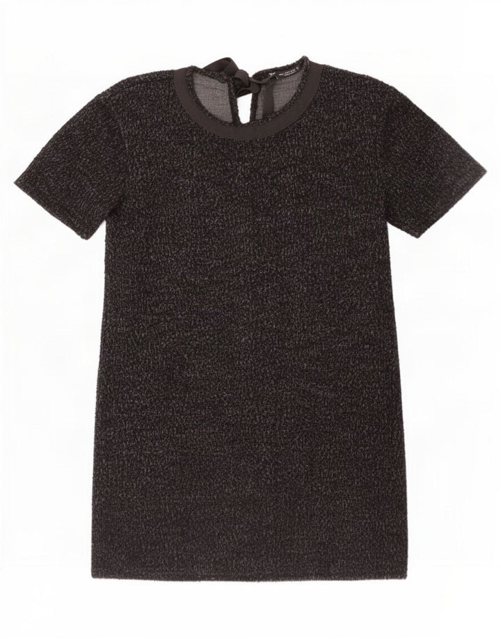 Rochie de bază pentru femei Zara UK 14, bumbac cu pete negru mediu