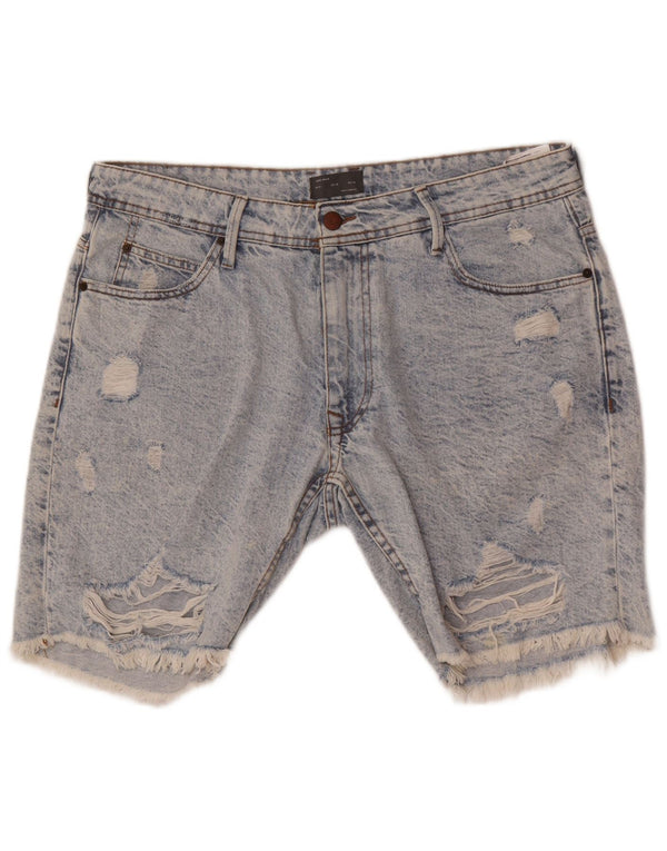 Zara Mens Distressed farmer rövidnadrág EU 46 XL W36 L kék pamut